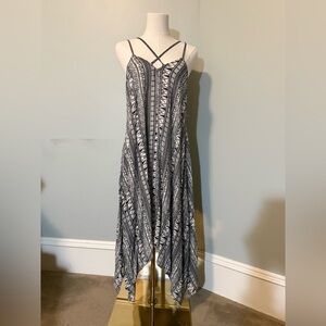 KOY Resort Black & White Strappy Asymmetrical Maxi Dress